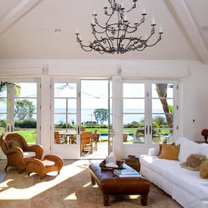 Living room with vaulted ceiling