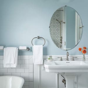 bathroom with pale blue painted walls