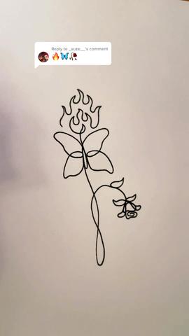 Reply to @_suze__ butterfly, flames, rose 🔥🦋🥀✏️ #art#sketch#sketchbook#drawing#lineart#doodle#artist#tattoo#onelinedrawing#rose#flames created by Lily with Labrinth's When I R.I.P.