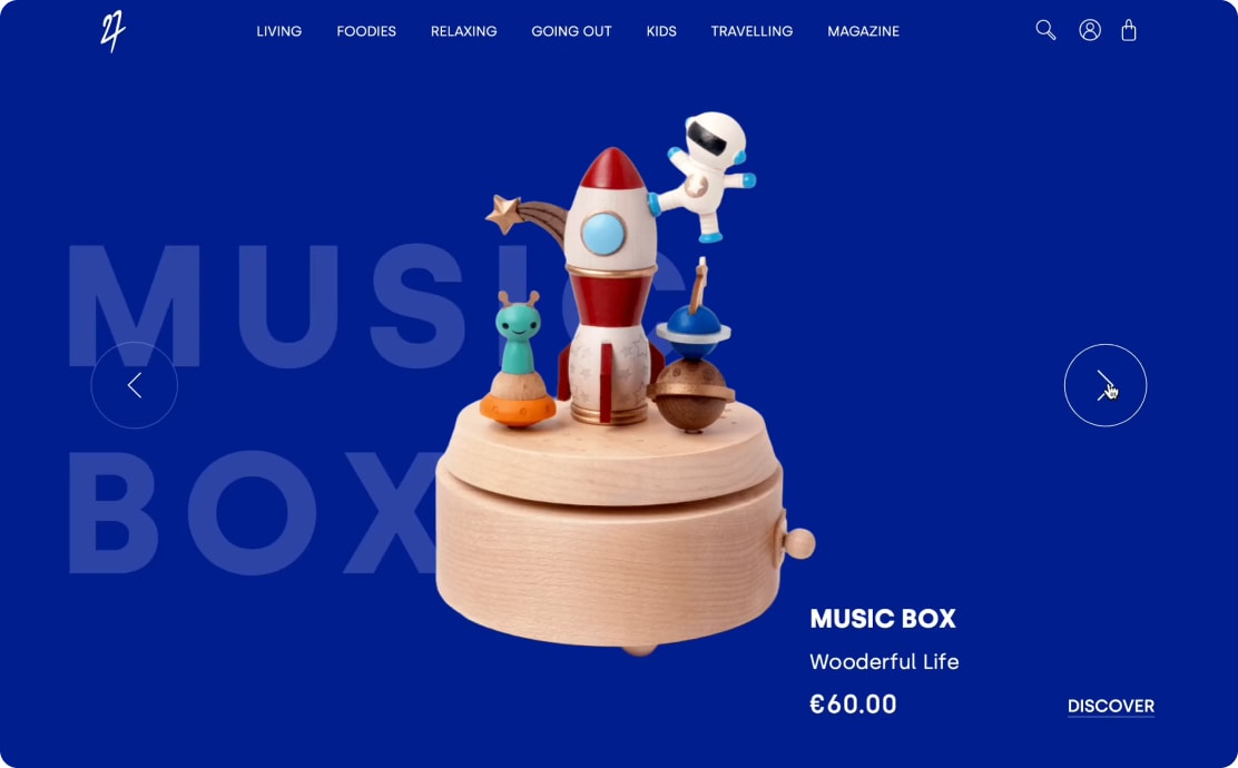 Screenshot of Music Box website