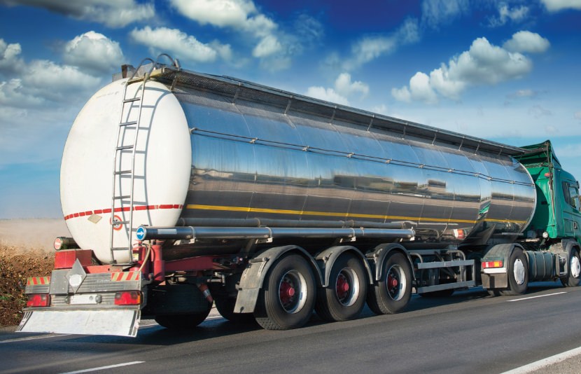 fuel semi truck driving on highway