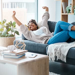 Woman relaxed in living room