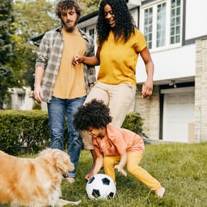 Family spending time together outside