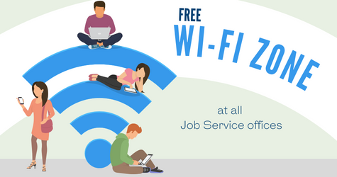 Free public Wi-Fi is available at all our Job Service offices. 