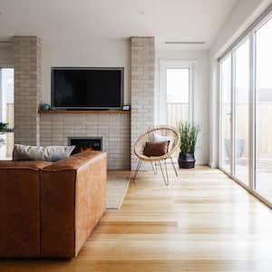 clean living room with hardwood floor