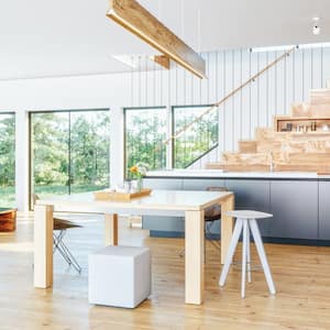 An open plan kitchen and living room