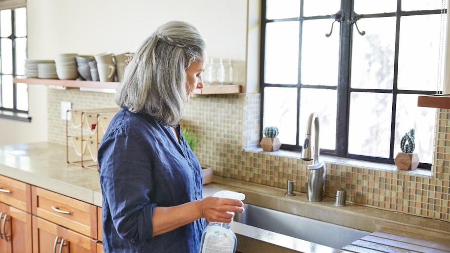 woman cleaning home