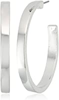 GUESS "Basic" Silver Logo Open Hoop Earrings