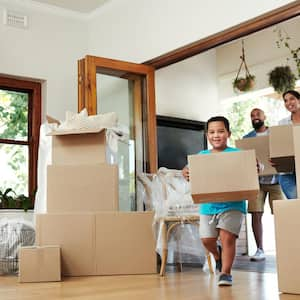 A family moving in their new house