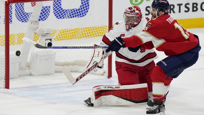 Florida Panthers left wing Matthew Tkachuk (19) attempts a shot as Carolina Hurricanes...