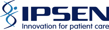 Ipsen - innovation for patient care - logo in navy colored font
