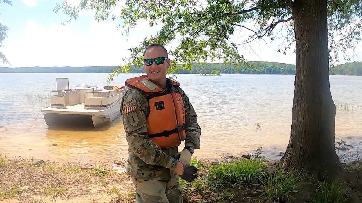 MAJ Rob Burnham Participating in Cleanup Jordan Lake