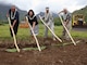 KAILUA, Hawaii — The Department of Land and Natural Resources and the U.S. Army Corps of Engineers broke ground  June 28, 2012 on the Kawainui Marsh Environmental Restoration Project in Kailua, O'ahu. The project will increase populations of endangered waterfowl, create scenic open space, reduce upland runoff to coastal reefs and remove invasive weeds from the marsh. Pictured from left to right breaking ground are William J. Aila, Jr., DLNR chairperson, Staff Member Jennifer Wooten representing Sen. Daniel K. Inouye, Honolulu District Commnder Lt. Col. Douglas B. Guttormsen and Paul Conry, Division of Forestry and Wildlife administrator.