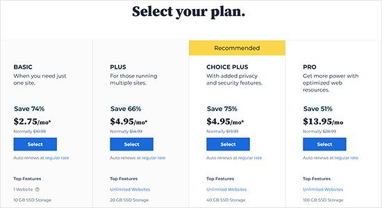 Bluehost pricing