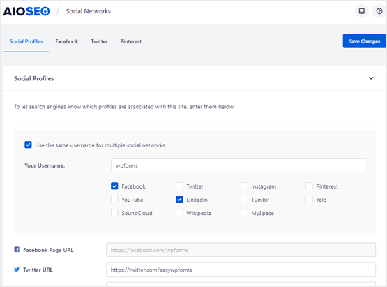 wordpress social media SEO settings