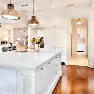 beautiful kitchen with lights on