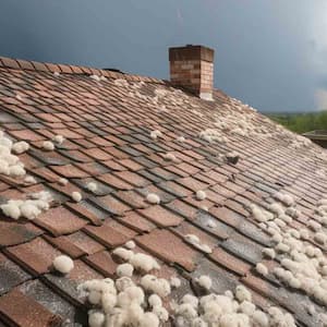 close up of hail on roof