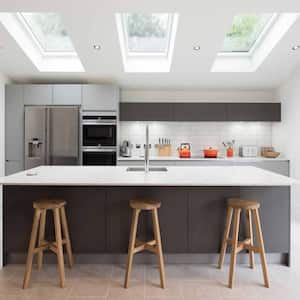  Modern gray kitchen with large island