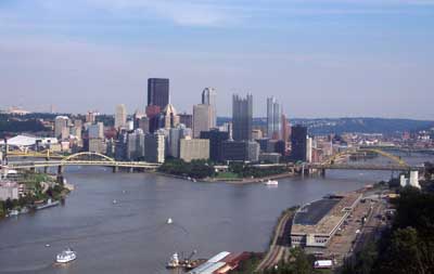 Pittsburgh Pool highlights the city scape view from West End Overlook