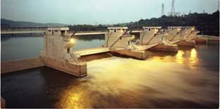 View of Braddock Locks and Dam from lock wall