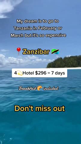 Zanzibar 🇹🇿 Tanzania Only $296 / person in February or March. 4💫 Hotel, breakfast 🥐 included. Incredible travel deal ! Don't miss out !  #travel #traveldeals #traveldeal #tiktoktraveldeal #budgettravel #travelforless #cheaptravel #discovertheworld #travelonabudget #studenttravel #traveltheworld #traveltheworldwithme #traveltheworldnow #beautifuldestination #studentdestination #traveladvantageuk  #travelplanner #bestdestination #traveladvantage #traveladvantagevip #travelattitude #traveladvantage #traveltheworld  #fy #fyp  #zanzibar🇹🇿  #zanzibardestination  #zanzibartanzania  #zanzibarisland  #zanzibartravel  #tanzania🇹🇿  #tanzaniatiktok🇹🇿  #tripinfebruary  #beachtripinmarch  📸 credit : zanzibardestination_ created by meena_travel with Hamood Al rawahy's Habibi welcome to Zanzibar