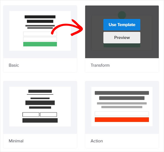 Choose Transform template_