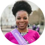 Woman wearing Alzheimer's advocate sash