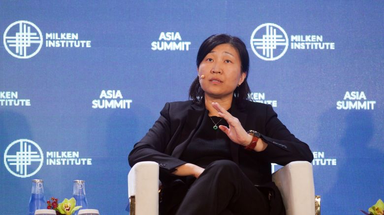 Jenny Lee, managing partner of GGV Capital, during the Milken Institute Asia Summit in Singapore, on Friday, Sept. 15, 2023. The summit runs through today. Photographer: Ore Huiying/Bloomberg