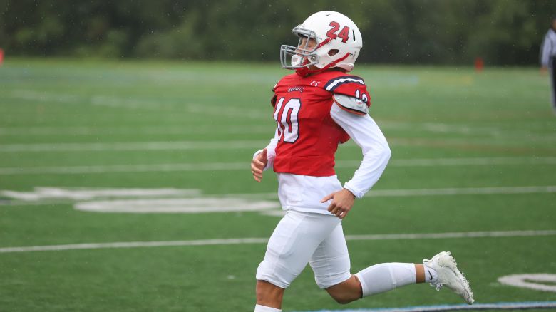 Haley Van Voorhis is seen playing football on September 23, 2023.