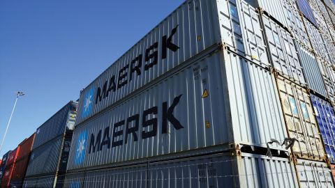 Stacked shipping containers at  Melbourne Port,  Melbourne  Australia  Nov 18-2014