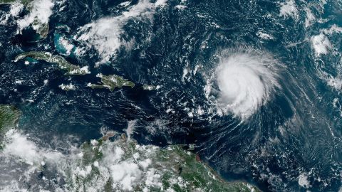 A satellite image of Hurricane Lee provided by NOAA at 18:50 UTC.