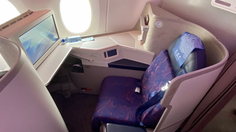 A photo of an Air China business class seat on an Airbus A350-900 aircraft