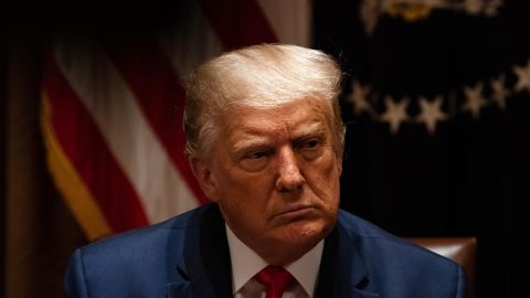 WASHINGTON, DC - JULY 31:  U.S. President Donald Trump listens during a meeting with members of the National Association of Police Organizations Leadership in the Cabinet Room of the White House July 31, 2020 in Washington, DC.  (Photo by Anna Moneymaker-Pool/Getty Images)