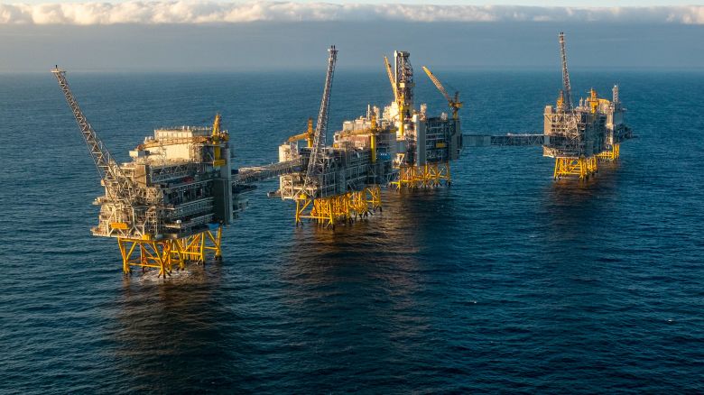 The Equinor ASA offshore oil drilling platform on Johan Sverdrup oil field in the North Sea, Norway, on Monday, Feb. 13, 2023. Equinor, Norway's biggest oil and gas producer, said the second phase of its giant Johan Sverdrup field in the North Sea is now on stream. Photographer: Carina Johansen/Bloomberg