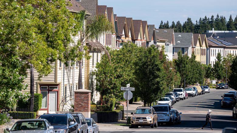 Homes in Hercules, California, US, on Wednesday, Aug. 16, 2023. The US 30-year mortgage rate rose to 7.16% last week, matching the highest since 2001 and crimping both sales and refinancing activity. 