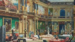 The Great Hall at the Château de Ferrières. Watercolor by Eugène Lami.