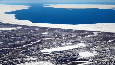 BARROW, AK - JUNE 15: In this aerial image, lakes created by melting permafrost are seen on June 15, 2017 in Barrow, Alaska, United States.