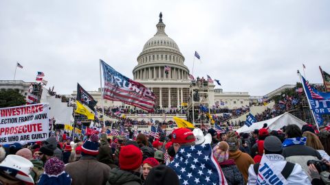 FILE - Rioters loyal to President Donald Trump rally at the U.S. Capitol in Washington on Jan. 6, 2021. A new poll shows that a year after the deadly Jan. 6 insurrection at the U.S. Capitol, only about 4 in 10 Republicans recall the attack by supporters of former President Donald Trump as very violent or extremely violent. A new poll shows that a year after the deadly Jan. 6 insurrection at the U.S. Capitol, only about 4 in 10 Republicans recall the attack by supporters of former President Donald Trump as very violent or extremely violent. (AP Photo/Jose Luis Magana, File)