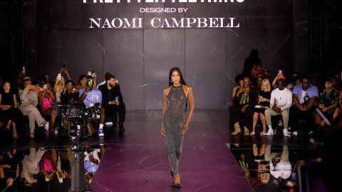 NEW YORK, NEW YORK - SEPTEMBER 05: Naomi Campbell walks the runway at the PrettyLittleThing x Naomi Campbell launch at Cipriani 25 Broadway on September 05, 2023 in New York City. (Photo by Taylor Hill/WireImage)