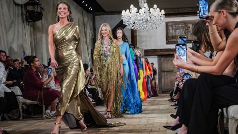 Fashion from Ralph Lauren's latest collection is modeled during Fashion Week, Friday Sept. 8, 2023 in New York. (AP Photo/Bebeto Matthews)