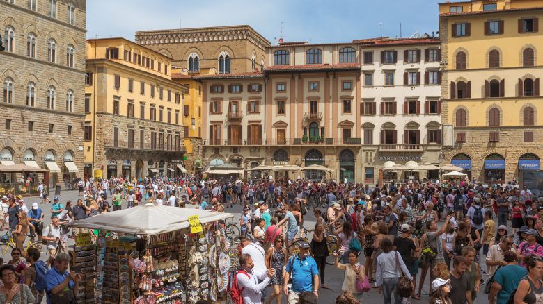 Florence's central square, Piazza della Signoria, is often a crush of tourists with few residents around.