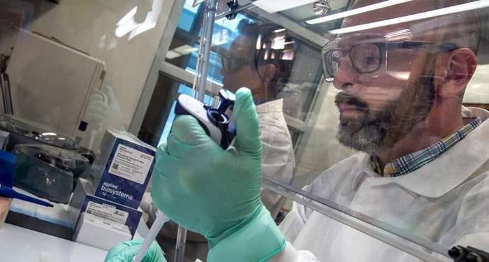 Person working in a medical lab