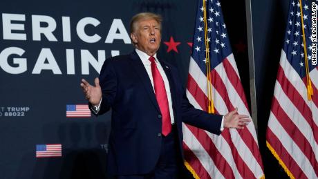 Former President Donald Trump speaks during a rally, Wednesday, Sept. 20, 2023, in Dubuque, Iowa. (AP Photo/Charlie Neibergall)