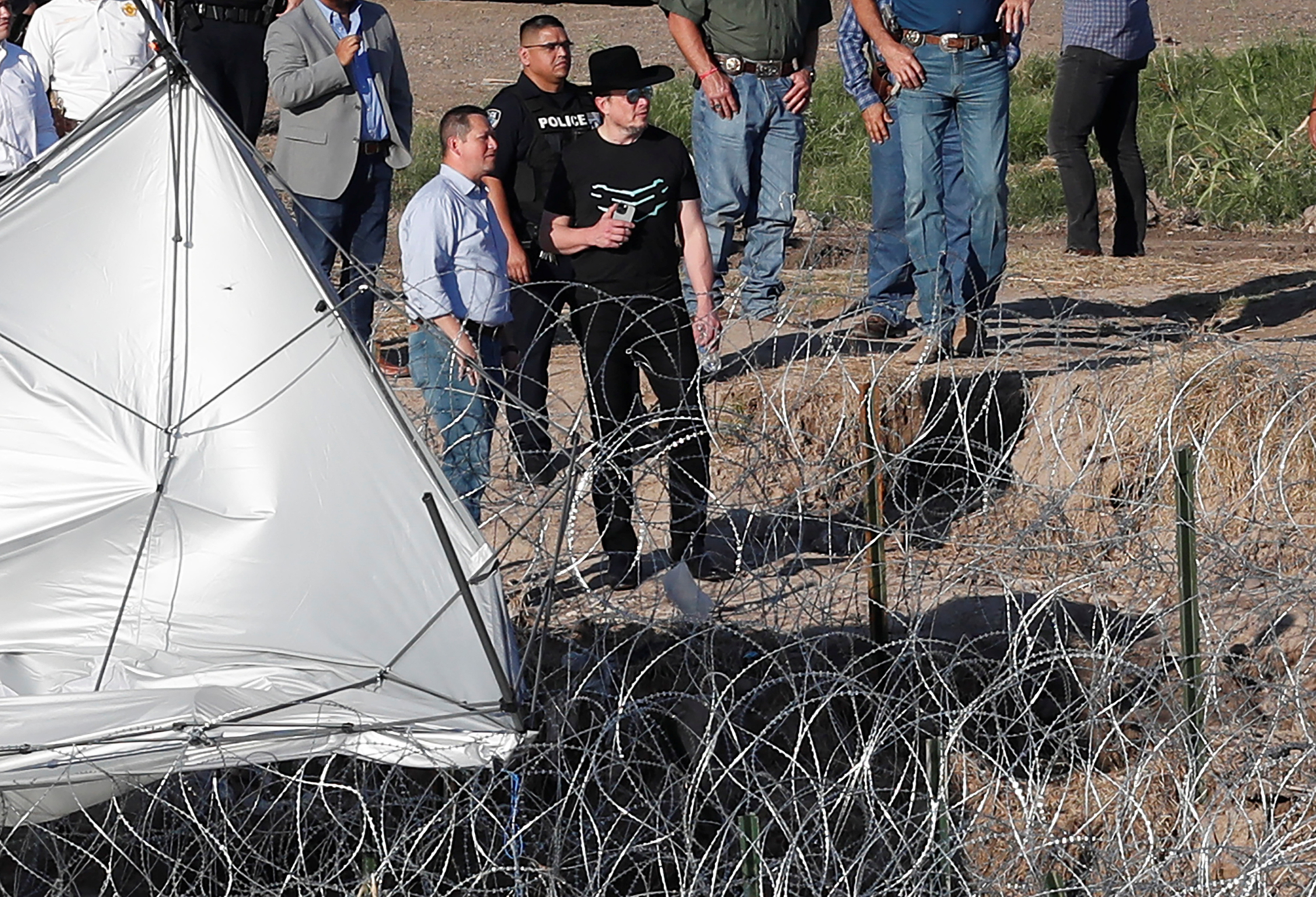 Elon Musk visits Eagle Pass, Texas, on the U.S. border, as seen from Piedras Negras