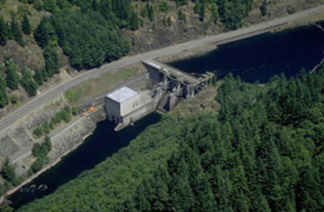 aerial photo of Big Cliff Dam