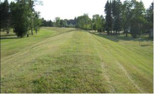 View down the top of a levee