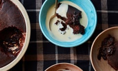 Ravneet Gill's chocolate fudge cake with custard.