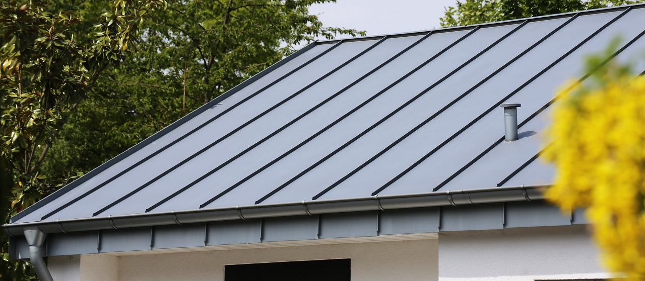 close-up of steel roof