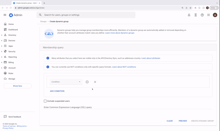 Dynamic groups now supports negation queries