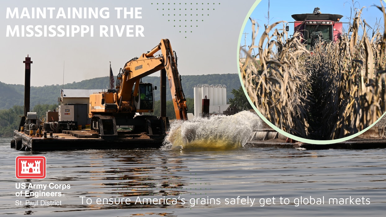 Graphic highlighting corn harvest and river dredging